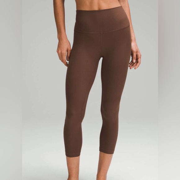 Lululemon align ribbed High rise crop Women's Leggings size 8 23" Java brown - Picture 1 of 7